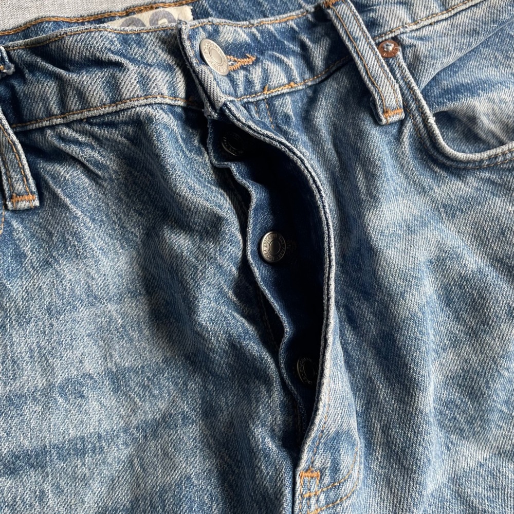Free People Distressed High Waisted Straight Leg Jeans Womens Size 28 Blue - Picture 10 of 15